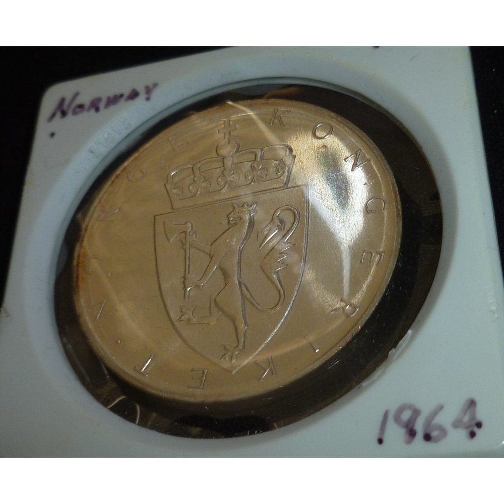 1964 NORWAY 10 KRONER Silver High Grade